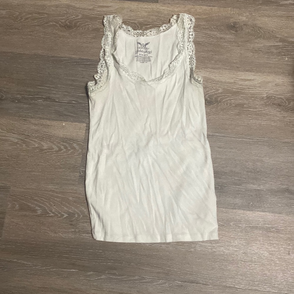 White faded glory tank top with lace